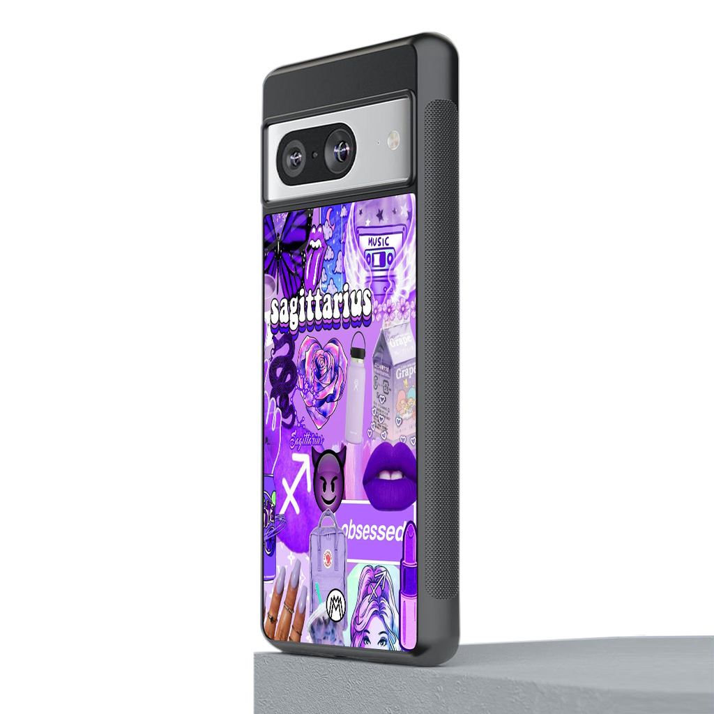 sagittarius aesthetic collage back phone cover | glass case for Google Pixel 8