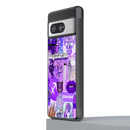 sagittarius aesthetic collage back phone cover | glass case for Google Pixel 8