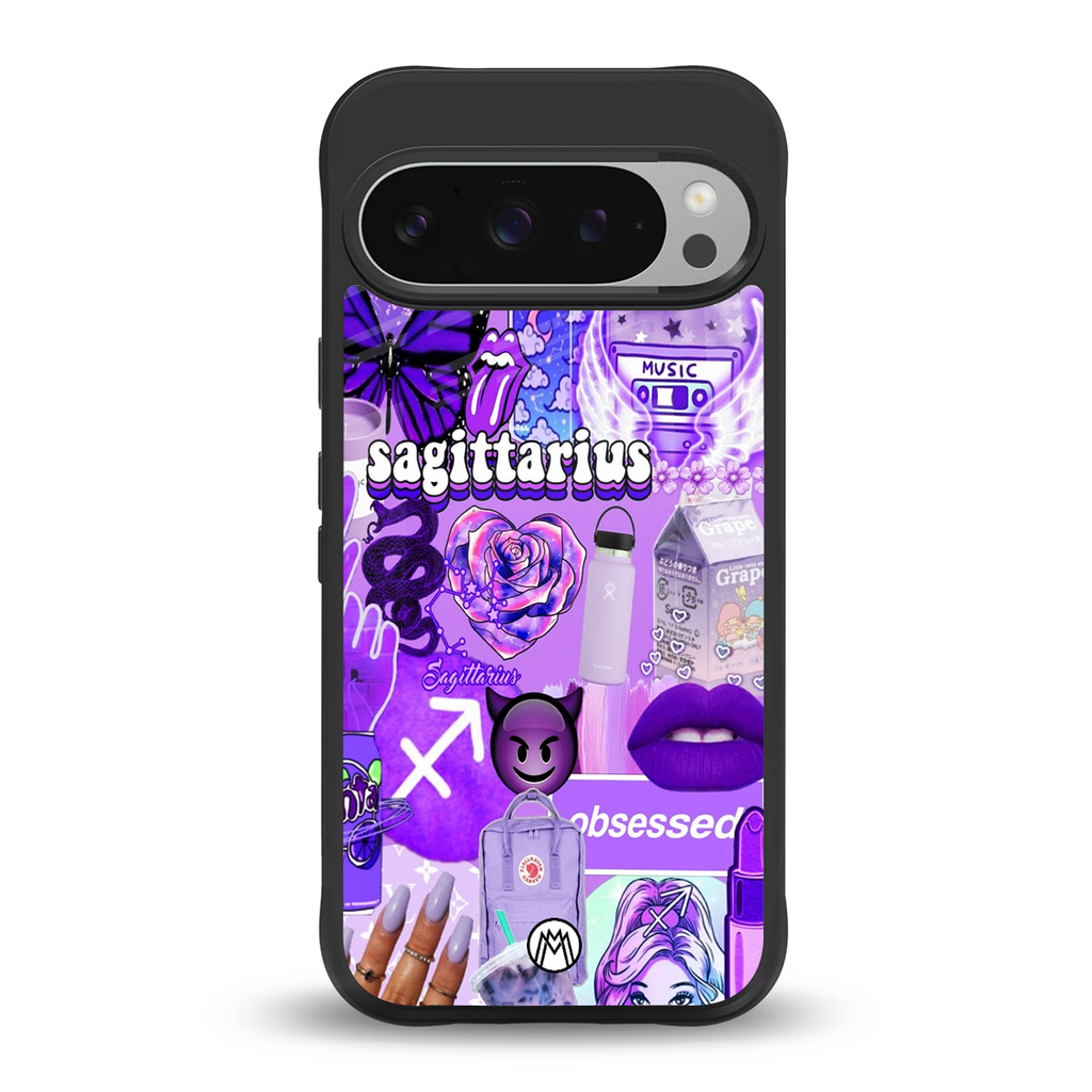sagittarius aesthetic collage back phone cover | glass case for google pixel 9 pro