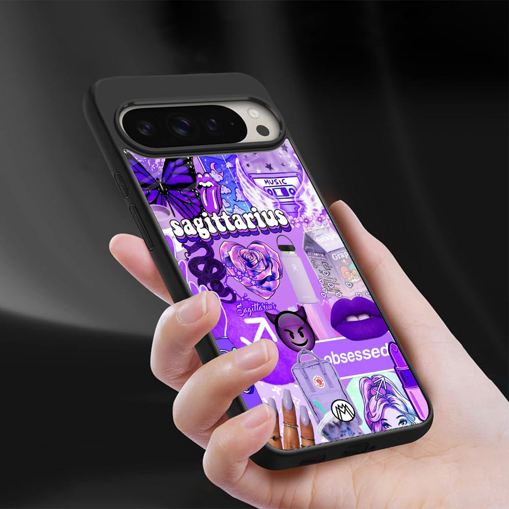 sagittarius aesthetic collage back phone cover | glass case for google pixel 9 pro