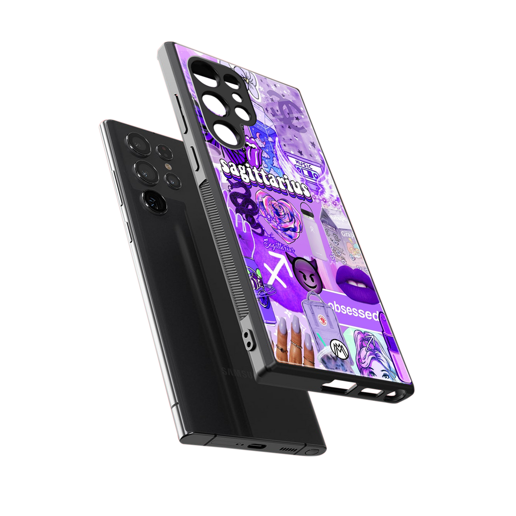 sagittarius aesthetic collage back phone cover | glass case for samsung galaxy s23 ultra