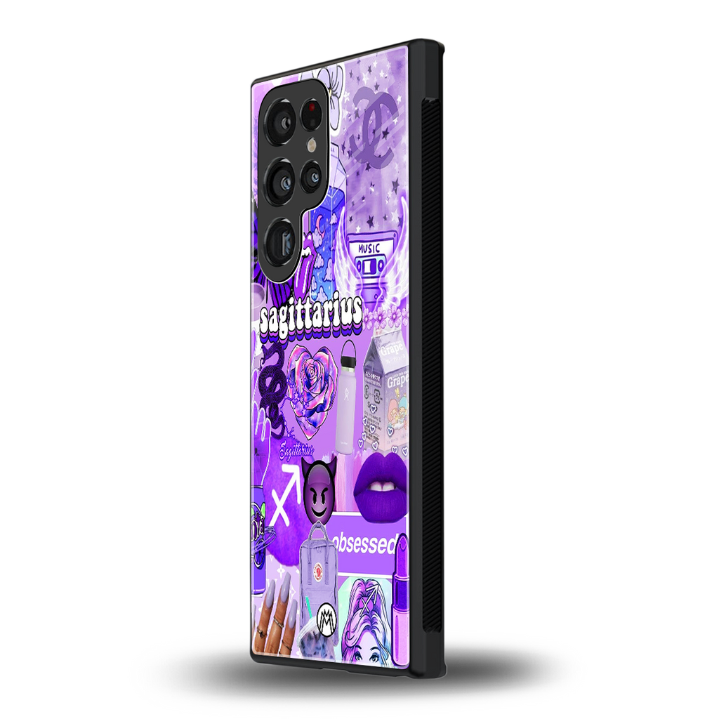 sagittarius aesthetic collage back phone cover | glass case for samsung galaxy s23 ultra