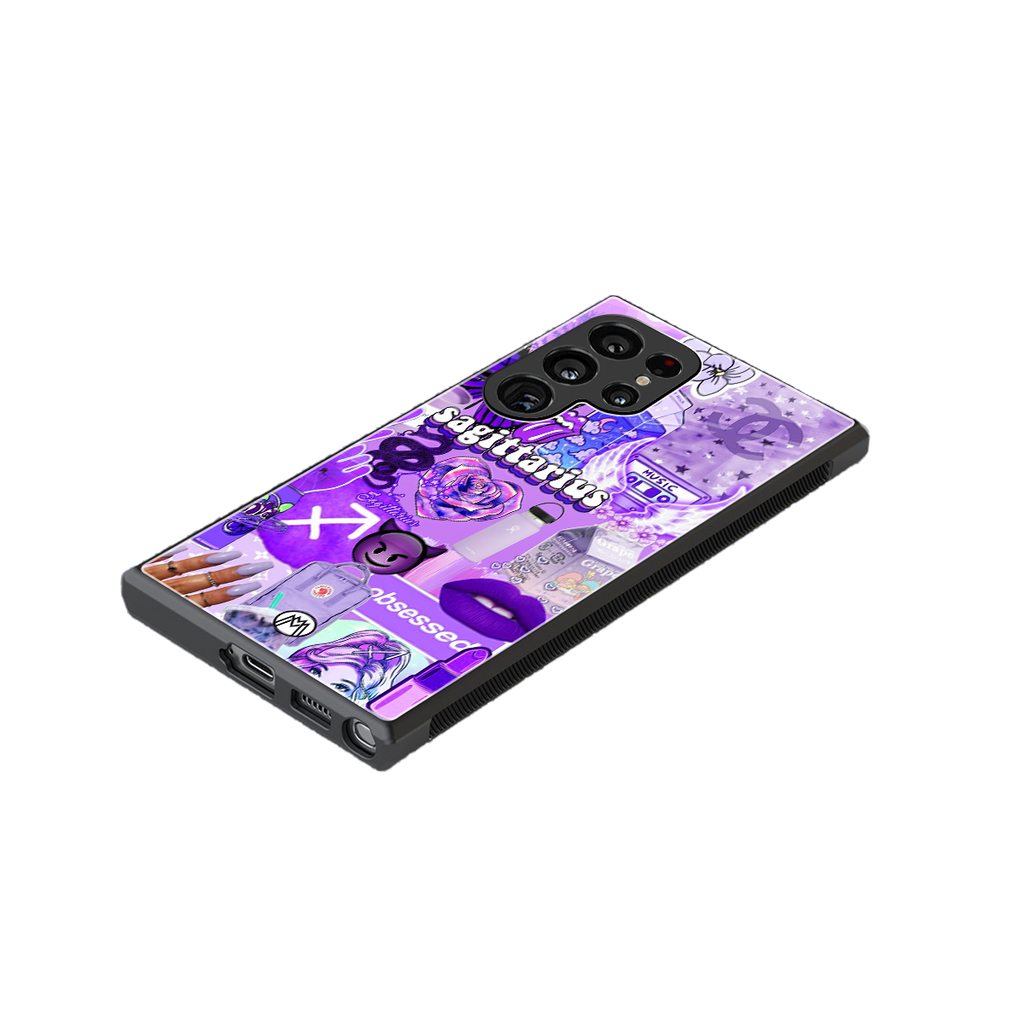 sagittarius aesthetic collage back phone cover | glass case for samsung galaxy s24 ultra