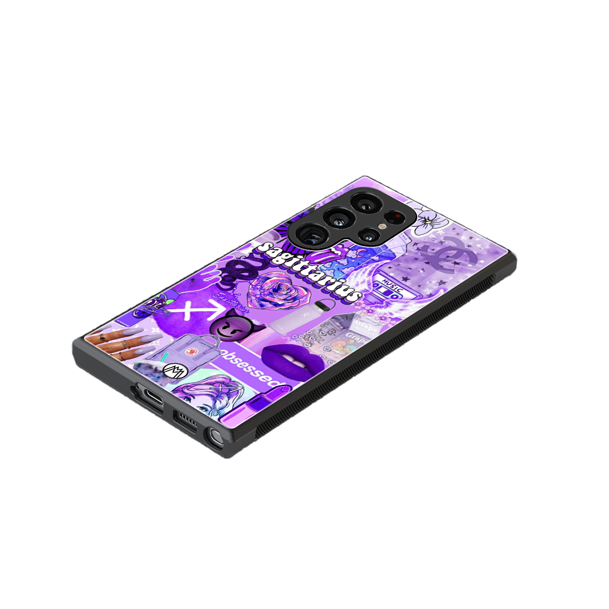 sagittarius aesthetic collage back phone cover | glass case for samsung galaxy s23 ultra