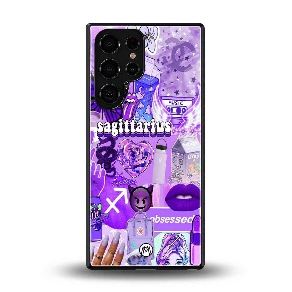sagittarius aesthetic collage back phone cover | glass case for samsung galaxy s25 ultra