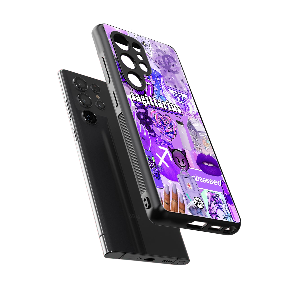 sagittarius aesthetic collage back phone cover | glass case for samsung galaxy s25 ultra