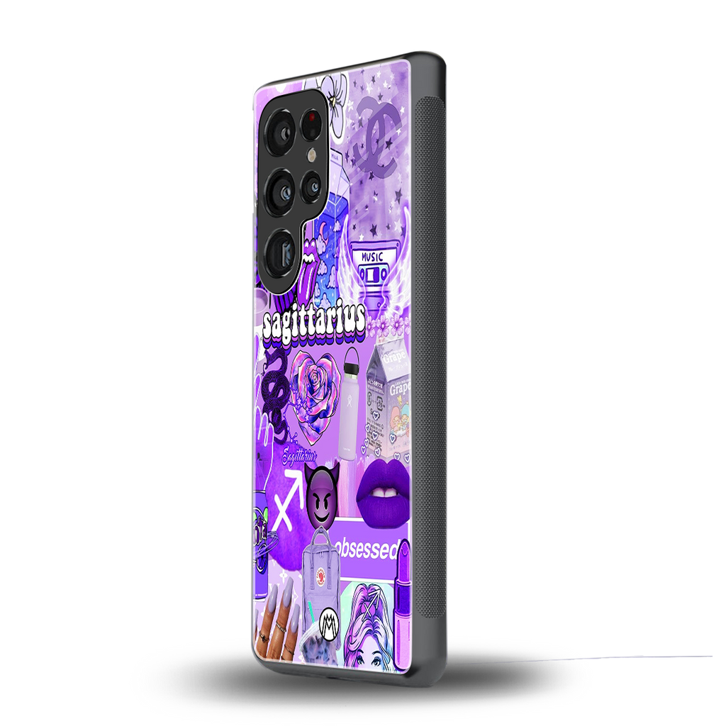 sagittarius aesthetic collage back phone cover | glass case for samsung galaxy s25 ultra