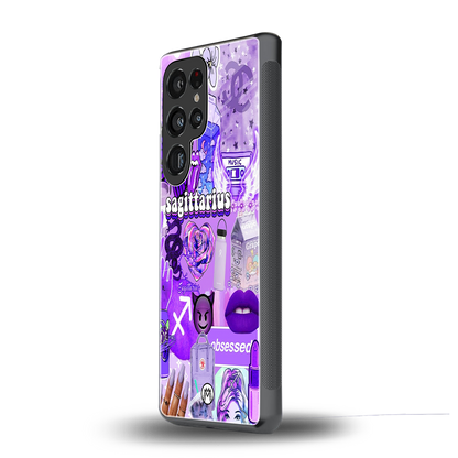 sagittarius aesthetic collage back phone cover | glass case for samsung galaxy s25 ultra