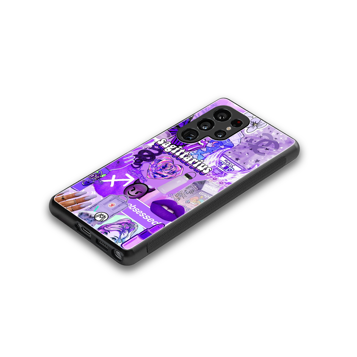 sagittarius aesthetic collage back phone cover | glass case for samsung galaxy s25 ultra