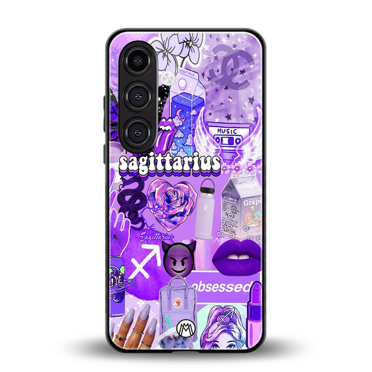 sagittarius aesthetic collage back phone cover | glass case for samsung galaxy s24 fe