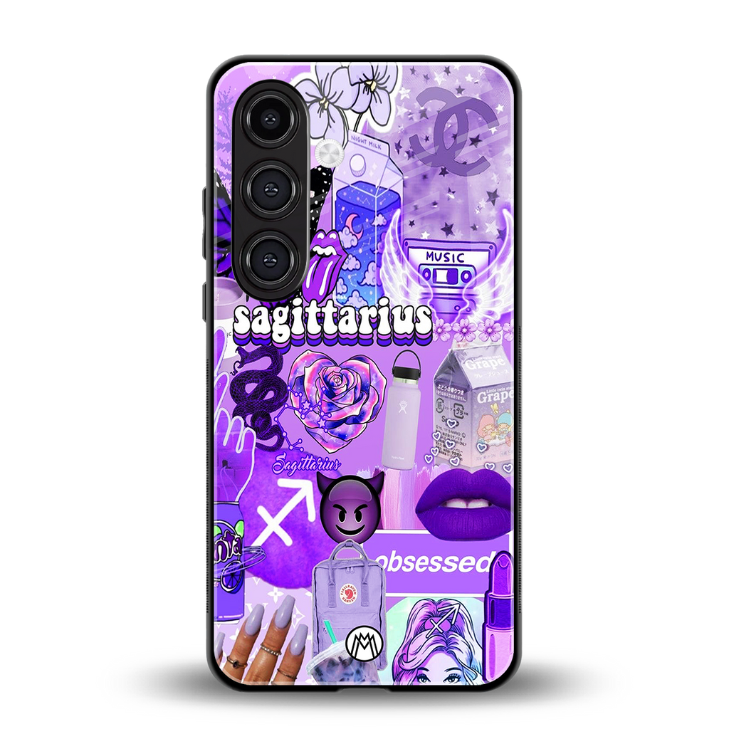 sagittarius aesthetic collage back phone cover | glass case for samsung galaxy s25 plus