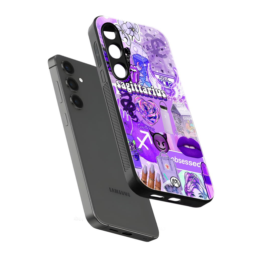 sagittarius aesthetic collage back phone cover | glass case for samsung galaxy s24