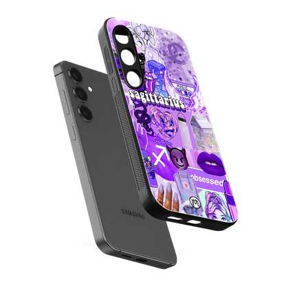 sagittarius aesthetic collage back phone cover | glass case for samsung galaxy s24 fe