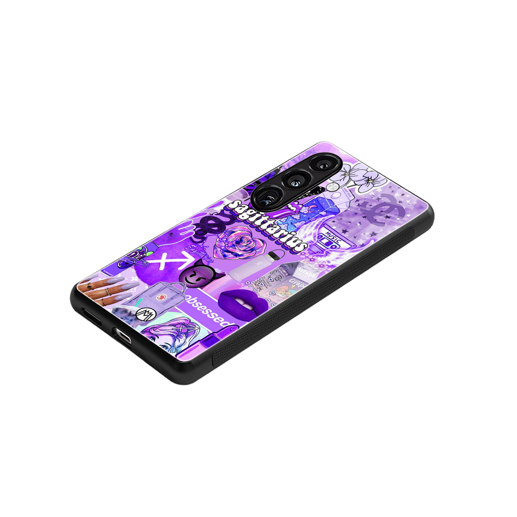 sagittarius aesthetic collage back phone cover | glass case for samsung galaxy s24