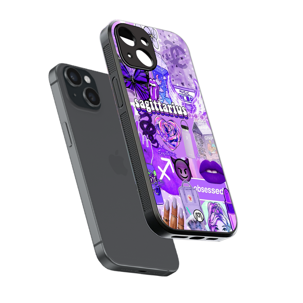 sagittarius aesthetic collage back phone cover | glass case for iphone 15
