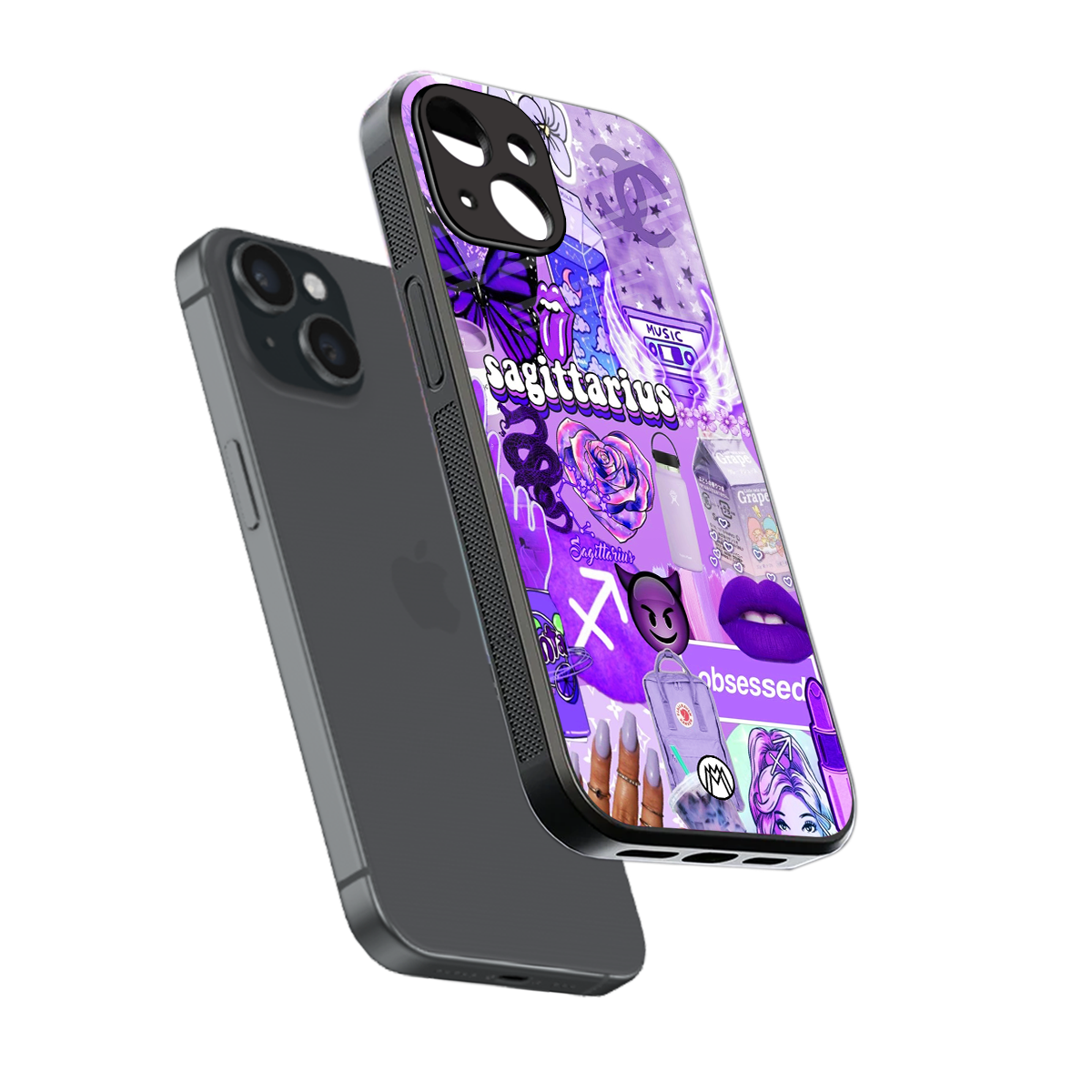 sagittarius aesthetic collage back phone cover | glass case for iphone 15
