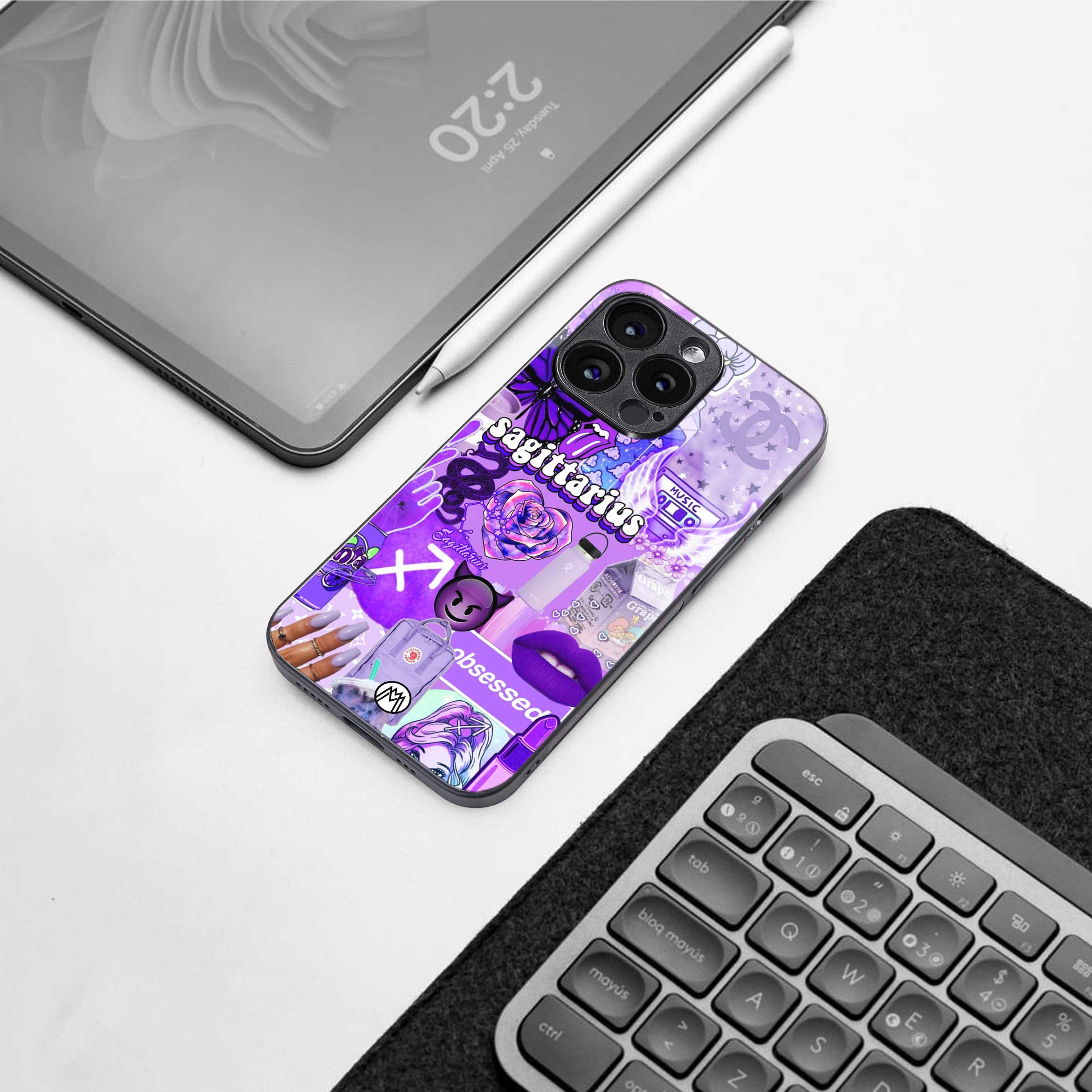 sagittarius aesthetic collage back phone cover | glass case for iphone 14 pro max