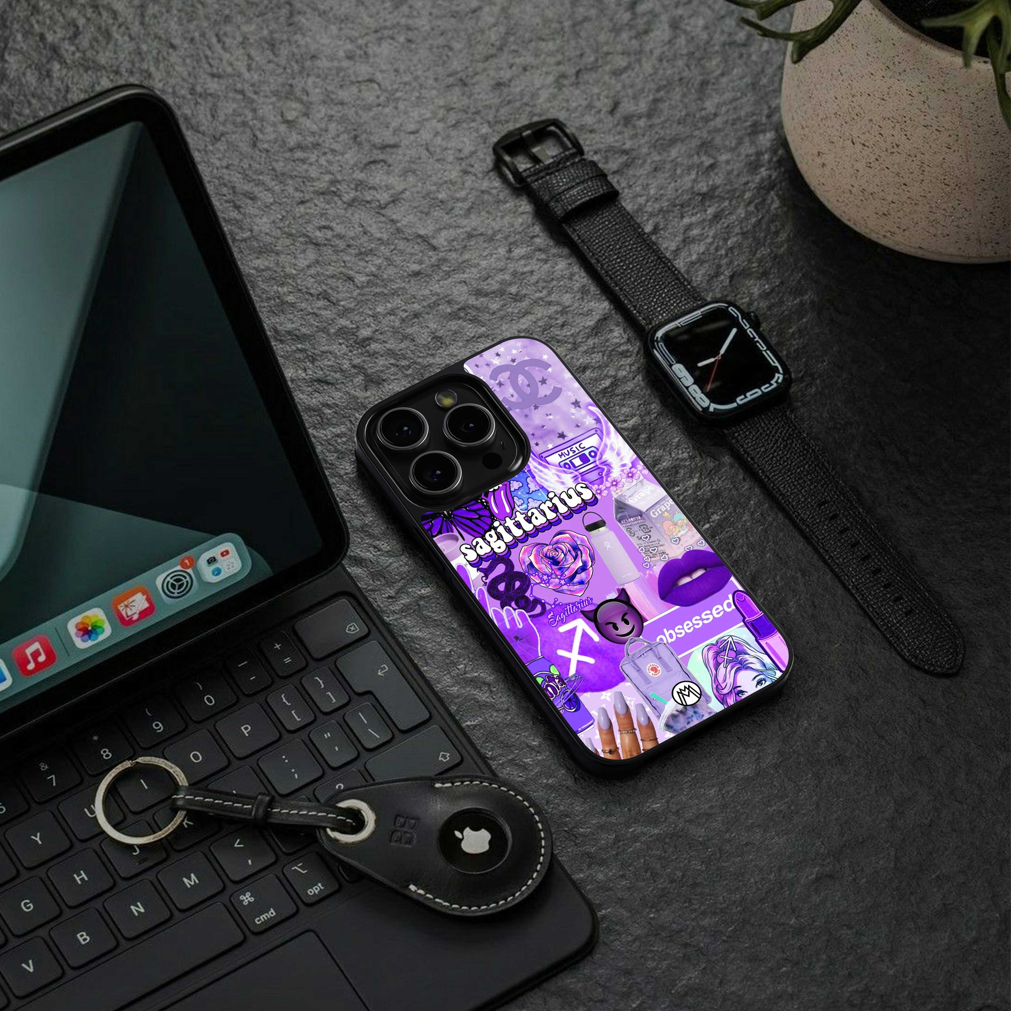 sagittarius aesthetic collage back phone cover | glass case for iphone 14 pro max