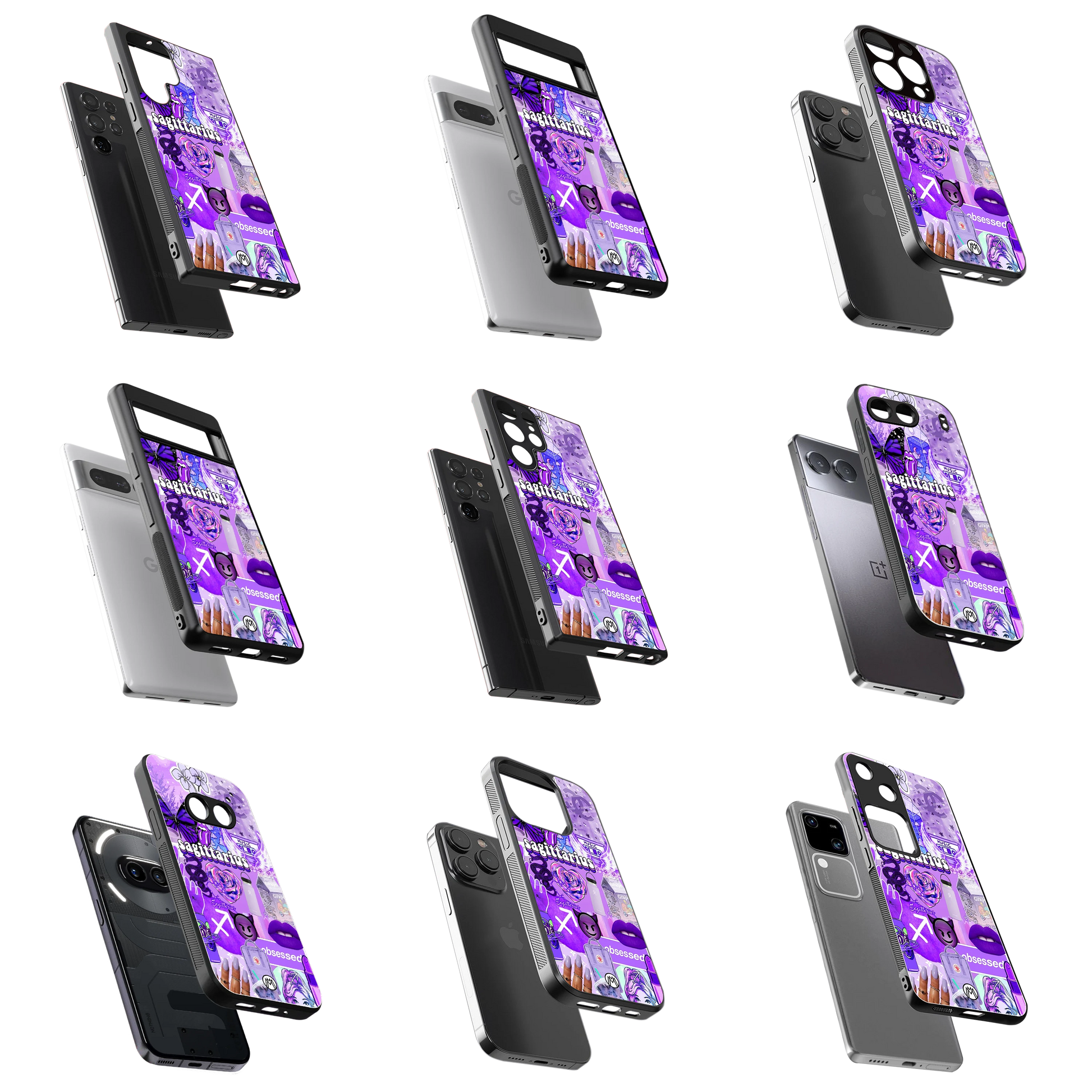 Durable Glass Back Mobile Case for iPhone, Samsung, OnePlus, Google Pixel, Redmi, Vivo, Oppo