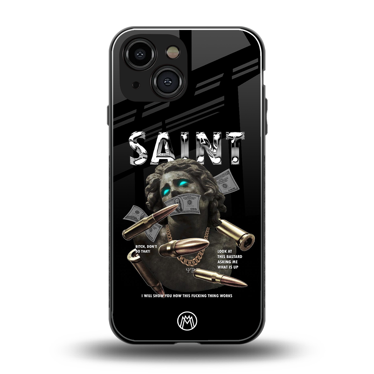saint back phone cover | glass case for iphone 13 mini
