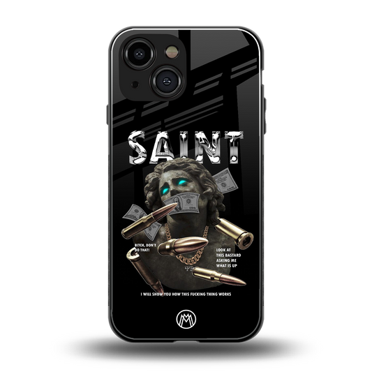 saint back phone cover | glass case for iphone 13 mini