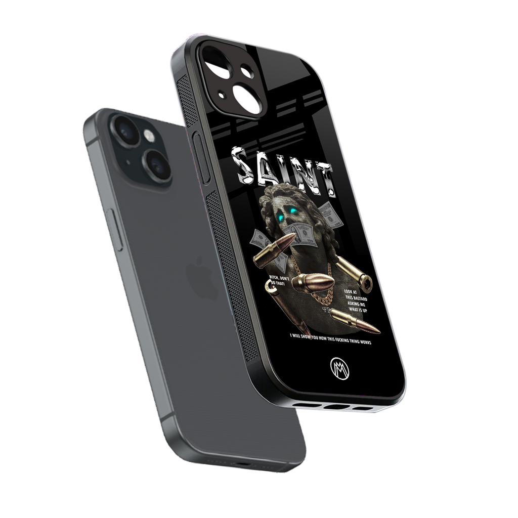 saint back phone cover | glass case for iphone 13 mini