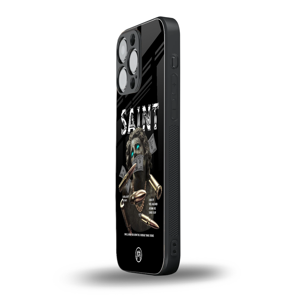 saint back phone cover | glass case for iphone 13 pro max