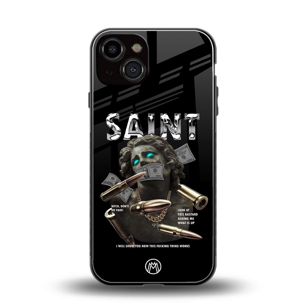 saint back phone cover | glass case for iphone 13