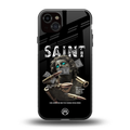 saint back phone cover | glass case for iphone 14 plus