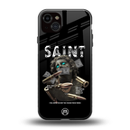 saint back phone cover | glass case for iphone 14 plus
