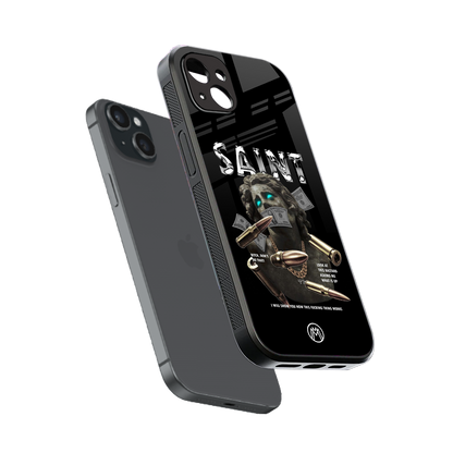 saint back phone cover | glass case for iphone 14 plus