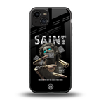 saint back phone cover | glass case for iphone 15