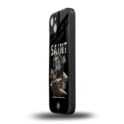saint back phone cover | glass case for iphone 15