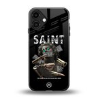 saint back phone cover | glass case for iphone 16 plus