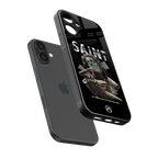 saint back phone cover | glass case for iphone 16 plus