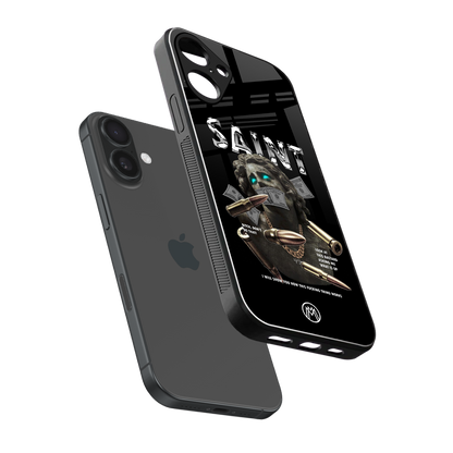 saint back phone cover | glass case for iphone 16 plus