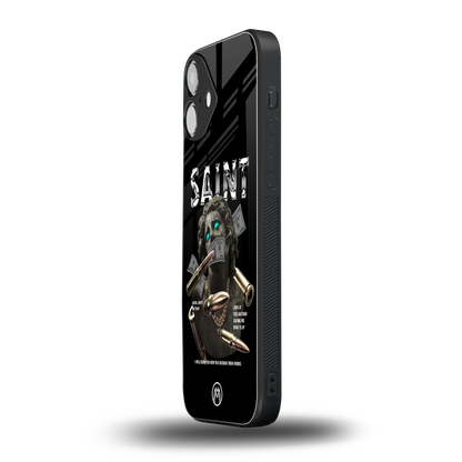 saint back phone cover | glass case for iphone 16 plus