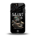 saint back phone cover | glass case for iphone 16 pro max