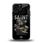 saint back phone cover | glass case for iphone 16 pro max