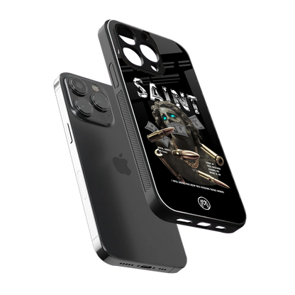 saint back phone cover | glass case for iphone 16 pro max