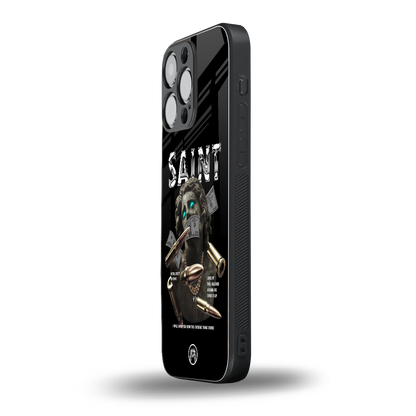 saint back phone cover | glass case for iphone 16 pro max