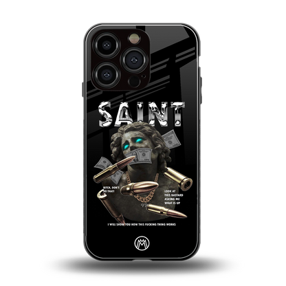 saint back phone cover | glass case for iphone 16 pro