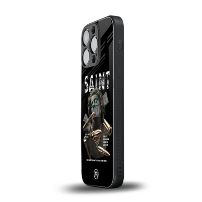 saint back phone cover | glass case for iphone 16 pro