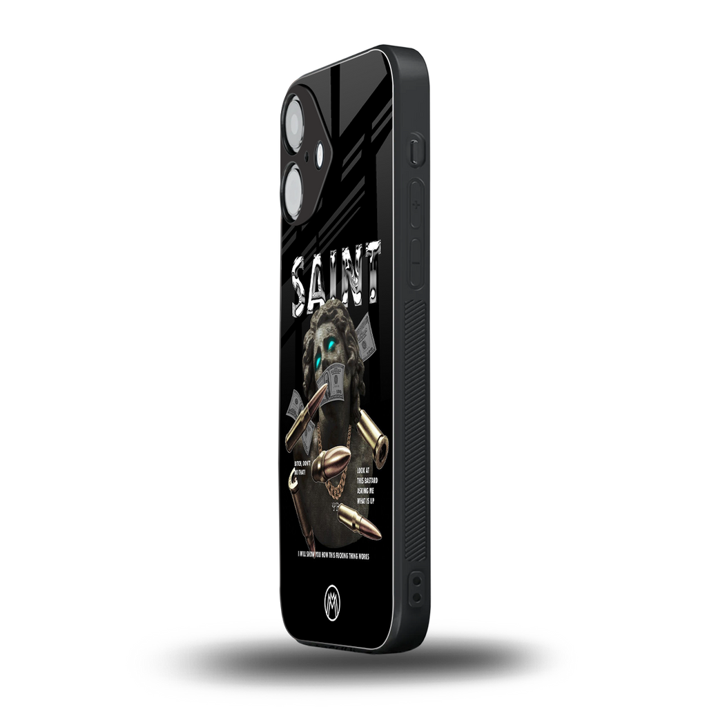 saint back phone cover | glass case for iphone 16