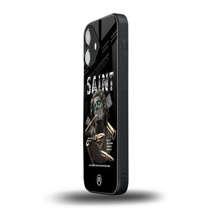 saint back phone cover | glass case for iphone 16