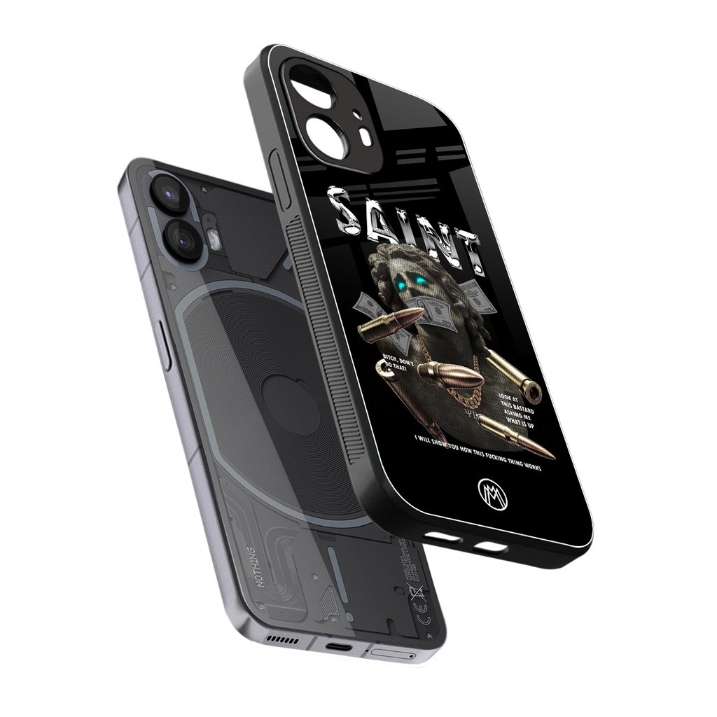 saint back phone cover | glass case for nothing phone 2