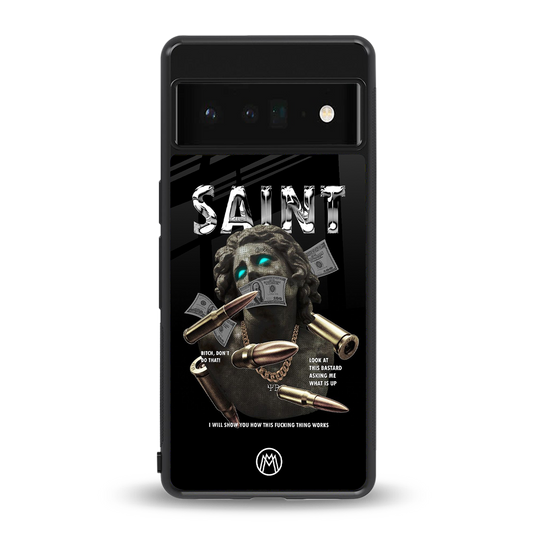 saint back phone cover | glass case for google pixel 6 pro