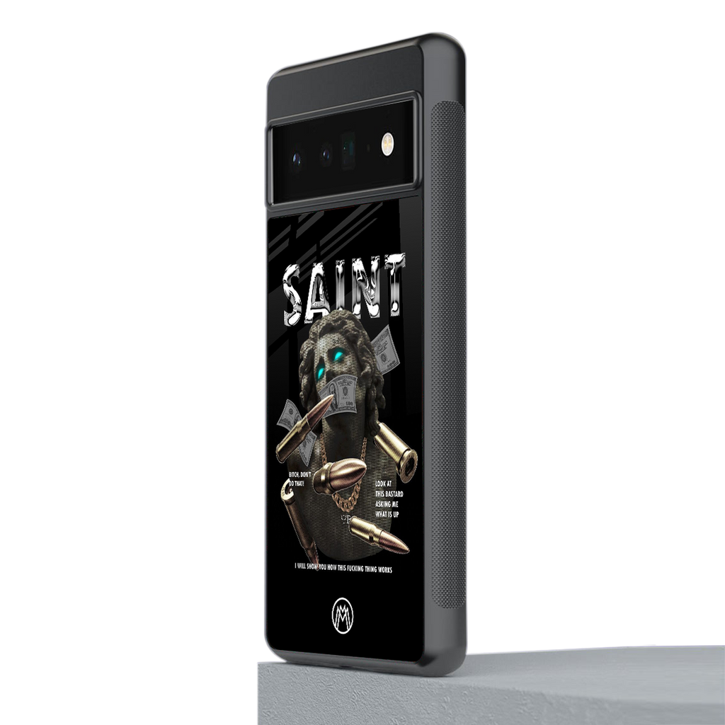 saint back phone cover | glass case for google pixel 6 pro