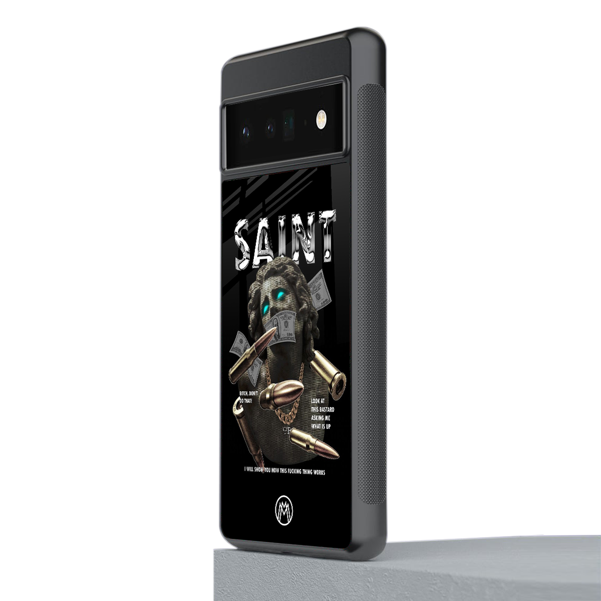 saint back phone cover | glass case for google pixel 6 pro