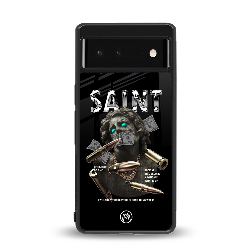 saint back phone cover | glass case for Google Pixel 6A